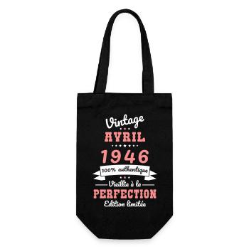 80. Geburtstag – Vintage – April 1946 - Geschenkbeutel für Flaschen - Schwarz - Vorne