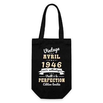 80. Geburtstag – Vintage – April 1946 - Geschenkbeutel für Flaschen - Schwarz - Vorne
