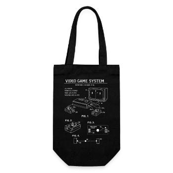 Retro Console Blueprint - Gift Bag for Bottles - black - Front