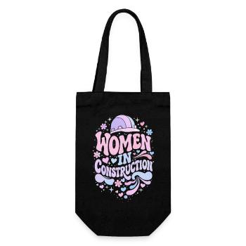 Women in Construction – Pastel Retro - Gift Bag for Bottles - black - Front