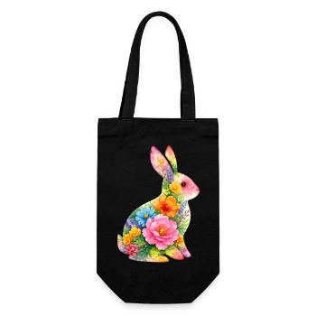 Hase Wasserfarben Blumen Ostern - Geschenkbeutel für Flaschen - Schwarz - Vorne