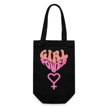 GIRL POWER – HEART OF STRENGTH! ♀ GIRLS SISTERS - Gift Bag for Bottles - black - Front