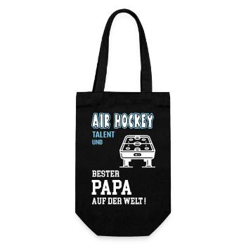 Air Hockey Bester Papa Vater Vatertag Geburtstag - Geschenkbeutel für Flaschen - Schwarz - Vorne