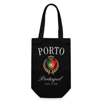 Porto Portugal Wappen Krone – Reise Souvenir - Geschenkbeutel für Flaschen - Schwarz - Vorne