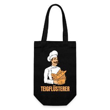 Bäcker Brotkorb Bäckermütze Teigflüsterer - Geschenkbeutel für Flaschen - Schwarz - Vorne