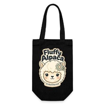 Cute Funny Gifts, Fluffy Alpaca Unbothered - Gift Bag for Bottles - black - Front