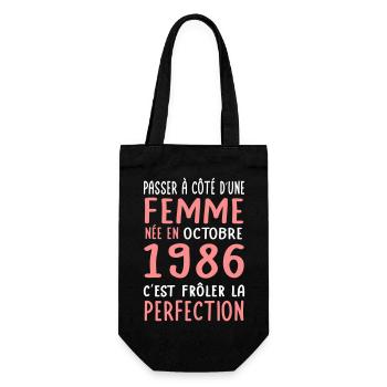 Anniversaire 40 ans - Née en Octobre 1986 - Sac à bouteille - noir - Devant