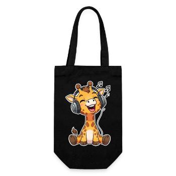 Giraffe Listening to Music Singing - Gift Bag for Bottles - black - Front