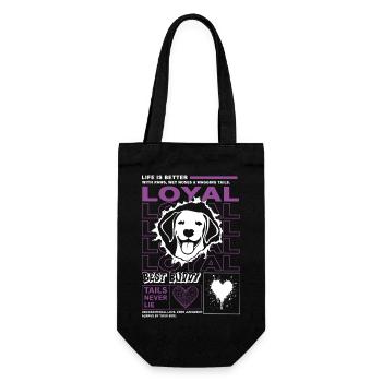 Loyal Dog Best Buddy Typografie - Geschenkbeutel für Flaschen - Schwarz - Vorne
