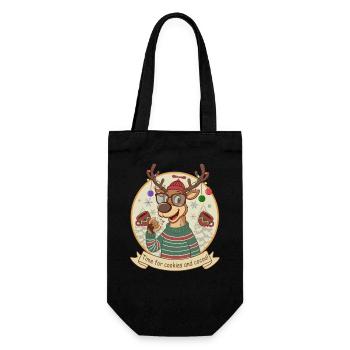 Reindeer with cocoa and cookies - Gift Bag for Bottles - black - Front