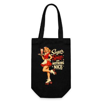 Retro Pin Up Waitress on Roller Skates Diner - Gift Bag for Bottles - black - Front