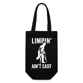 Limping is not easy – Funny leg amputation - Gift Bag for Bottles - black - Front