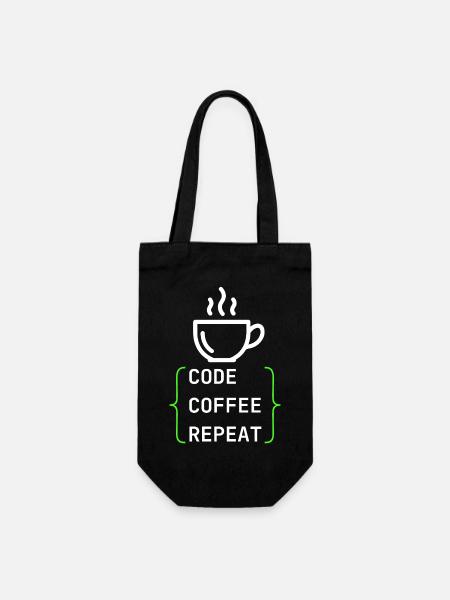 Code Coffee Repeat – Developer IT Design - Geschenkbeutel für Flaschen - Schwarz