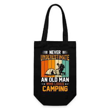 Never Underestimate an Old Man Who Camps - Gift Bag for Bottles - black - Front
