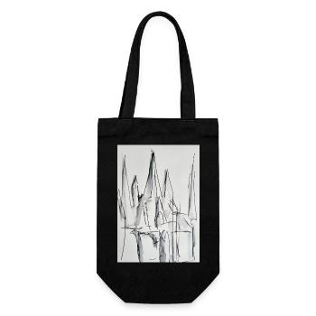 Silhouette de la ville en noir et blanc - Sac à bouteille - noir - Devant