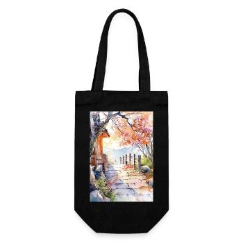 Floral path in watercolor - Gift Bag for Bottles - black - Front