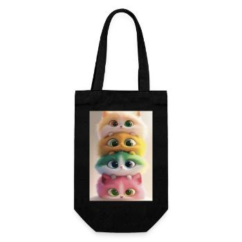 Stacked Rainbow Plush Cats - Gift Bag for Bottles - black - Front