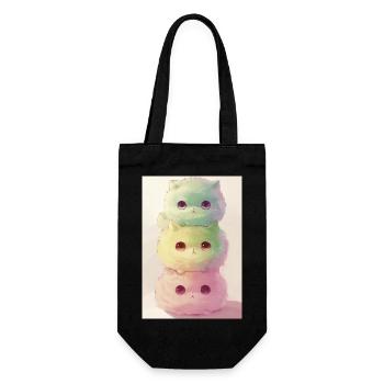 Pastel Cat in Rainbow Pile - Gift Bag for Bottles - black - Front