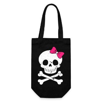 Cute skull with pink bow - Gift Bag for Bottles - black - Front