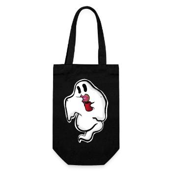 Fantôme avec un donut et une tasse - Sac à bouteille - noir - Devant