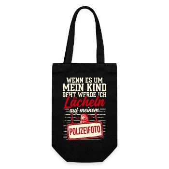 Wenn es um mein Kind geht - Polizeifoto - Geschenkbeutel für Flaschen - Schwarz - Vorne
