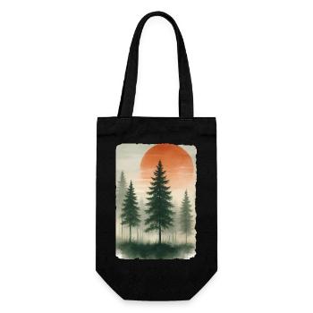 Vintage Forest Sunset Watercolor - Gift Bag for Bottles - black - Front