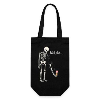 Well shit skeleton black humor gothic - Gift Bag for Bottles - black - Front