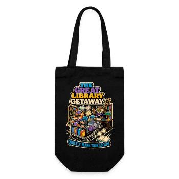 The Great Library Getaway – Books Humor - Gift Bag for Bottles - black - Front