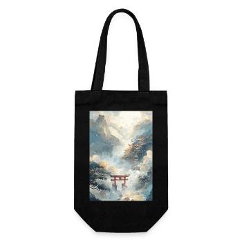 Pagode und Torii-Nebel - Geschenkbeutel für Flaschen - Schwarz - Vorne