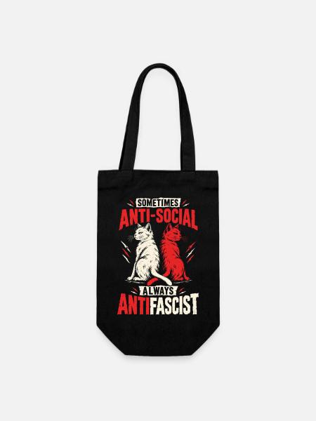 Antifascist Cats – Sometimes Antisocial - Geschenkbeutel für Flaschen - Schwarz