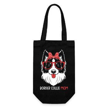 Border Collie - Geschenkbeutel für Flaschen - Schwarz - Vorne