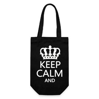 Königskrone Keep Calm Motiv - Geschenkbeutel für Flaschen - Schwarz - Vorne