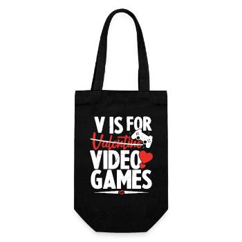 V Is For Video Games Funny Valentines Day - Sac à bouteille - noir - Devant