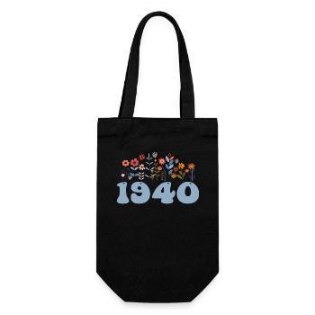 1940's Floral Pattern 1940's Floral Theme Flowers 1940's - Gift Bag for Bottles - black - Front