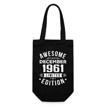Birthday Gift born in December 1961 - Gift Bag for Bottles - black - Front