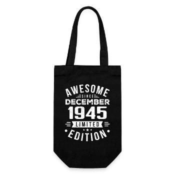 Geburtstagsgeschenk geboren im Dezember 1945 - Geschenkbeutel für Flaschen - Schwarz - Vorne