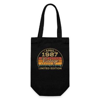 April 1987, birthday April 1987, gift April 1987 - Gift Bag for Bottles - black - Front