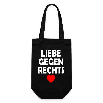 Liebe gegen rechts - Geschenkbeutel für Flaschen - Schwarz - Vorne