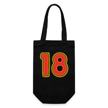 18. 18 JAHRE ALT. 18-JÄHRIGES JUBILÄUM. 18. GEBURTSTAG. - Geschenkbeutel für Flaschen - Schwarz - Vorne