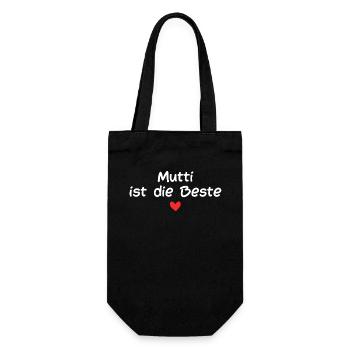Mutti ist die Beste - Geschenkbeutel für Flaschen - Schwarz - Vorne