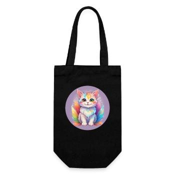 Regenbogen Mieze - Geschenkbeutel für Flaschen - Schwarz - Vorne