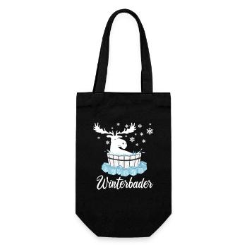 Elch Winterbader Eisbaden Eisbad Spruch - Geschenkbeutel für Flaschen - Schwarz - Vorne