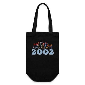 2002 Floral Pattern 2002 Floral Theme Flowers 2002 - Gift Bag for Bottles - black - Front