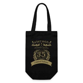 Vintage 35th Birthday Vintage - Gift Bag for Bottles - black - Front