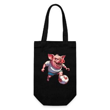 Schweine Fussball - Geschenkbeutel für Flaschen - Schwarz - Vorne