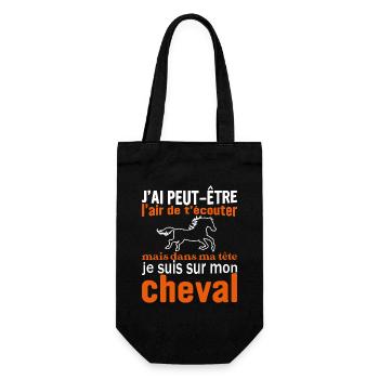 Je suis à cheval - cadeau humour cheval équitation - Sac à bouteille - noir - Devant
