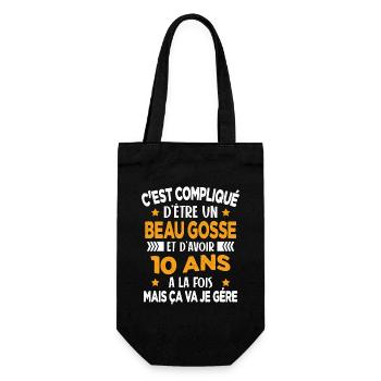 Compliqué d'être un Beau Gosse et D'avoir 10 Ans - Sac à bouteille - noir - Devant