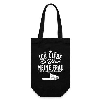 Ich liebe es wenn meine Frau Holzfäller - Geschenkbeutel für Flaschen - Schwarz - Vorne