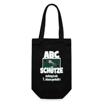 Einschulung Schulkind Fußball 1.Klasse Geschenk - Geschenkbeutel für Flaschen - Schwarz - Vorne
