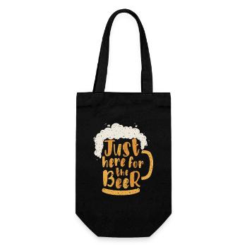Nur hier wegen dem Bier - Geschenkbeutel für Flaschen - Schwarz - Vorne